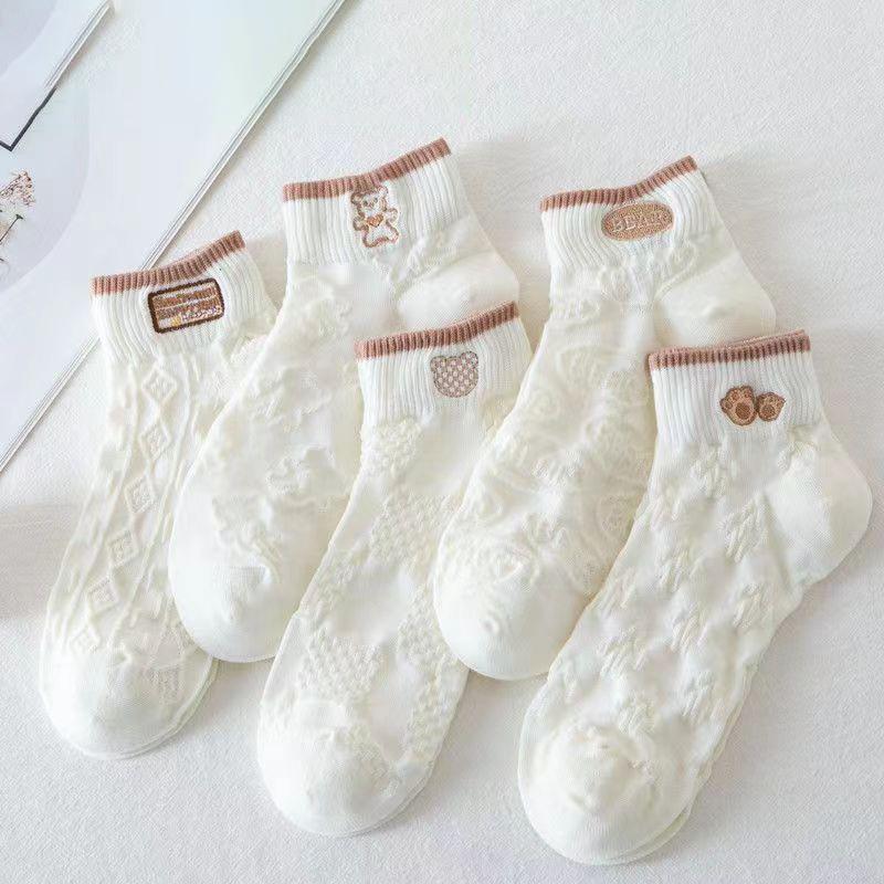 

5 пар/комплект, повседневные дышащие носки с рисунком из мультфильмов для женщин и девочек, невидимые носки-лодочки с низкой трубкой, весна-лето-осень 5Pairs/set