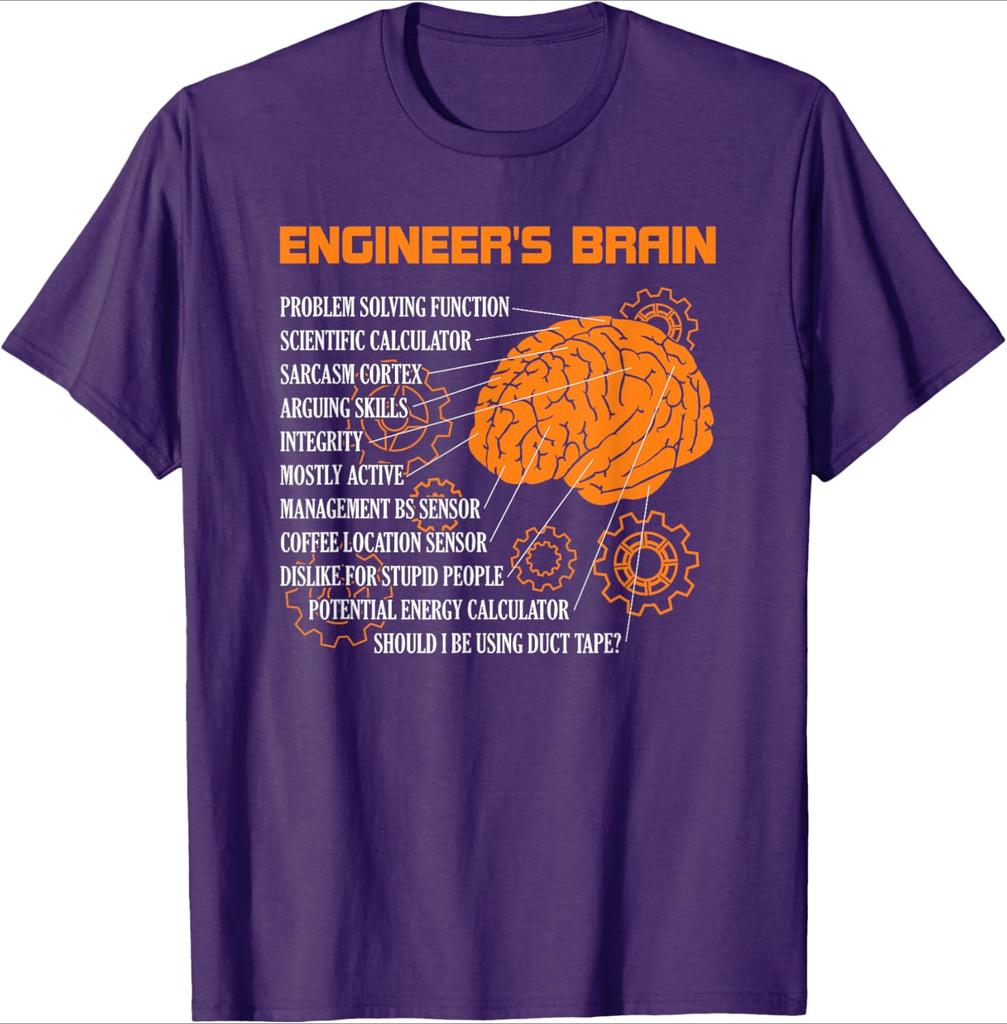 Engineers Brain Funny Engineering Games Process Engineer design100 cotton Oneck short sleeve printed mens Tshirt