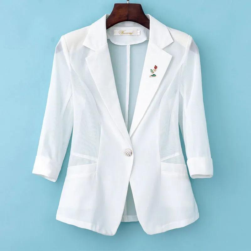 Small Suit Jacket Women's Spring and Summer All-match Solid Color Fashion Temperament Outer Wear Suit Short Tops Sunscreen Shirt