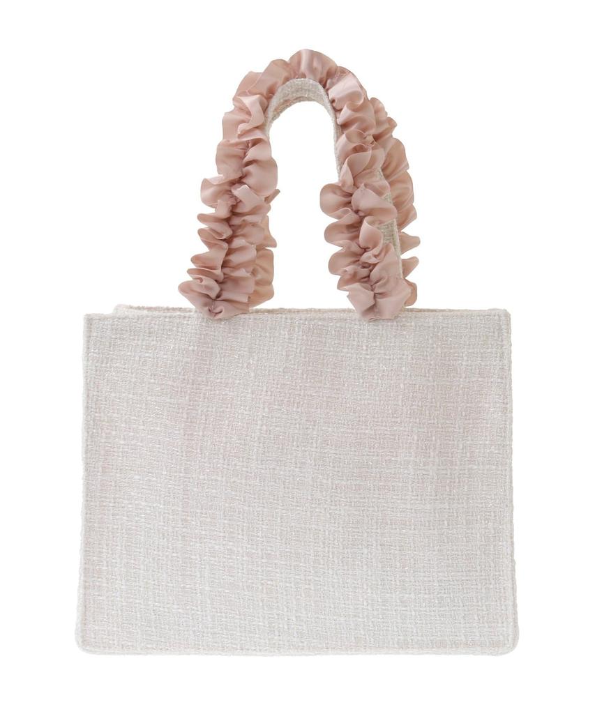 Maison De FLEUR Tweed Frill Handle Square Tote S Bag, Ivory, 08000248300
