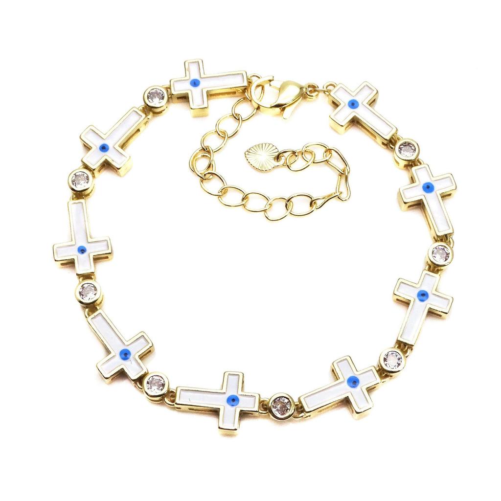 Cross Adjustable Bracelet Devil's Eye Zircon Bracelet Hip Hop Multi Color Women's Bracelet