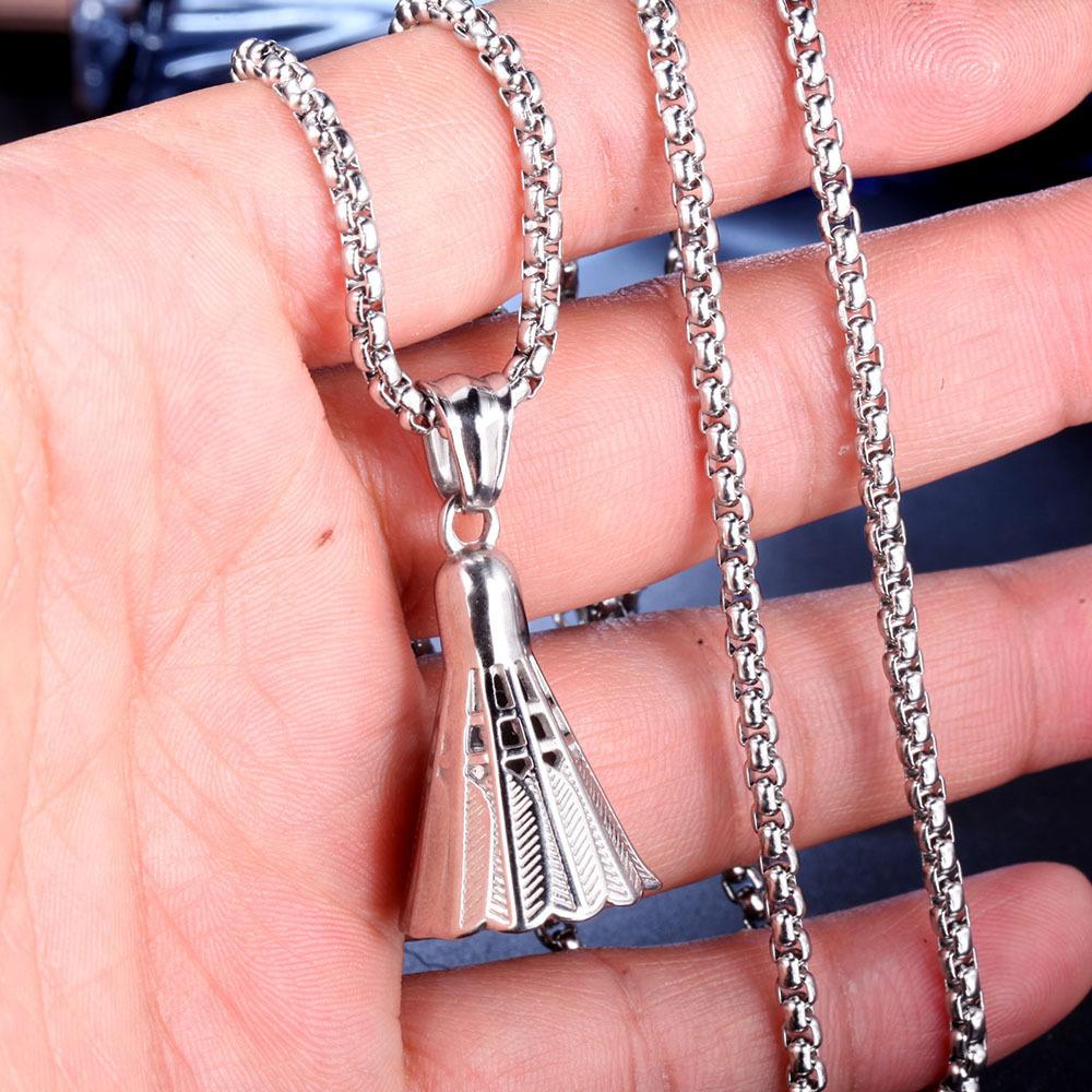

Спортсмен по бадминтону, индивидуальный модный кулон, длинное ожерелье, цепочка для свитера, полностью титановая стальная цепь