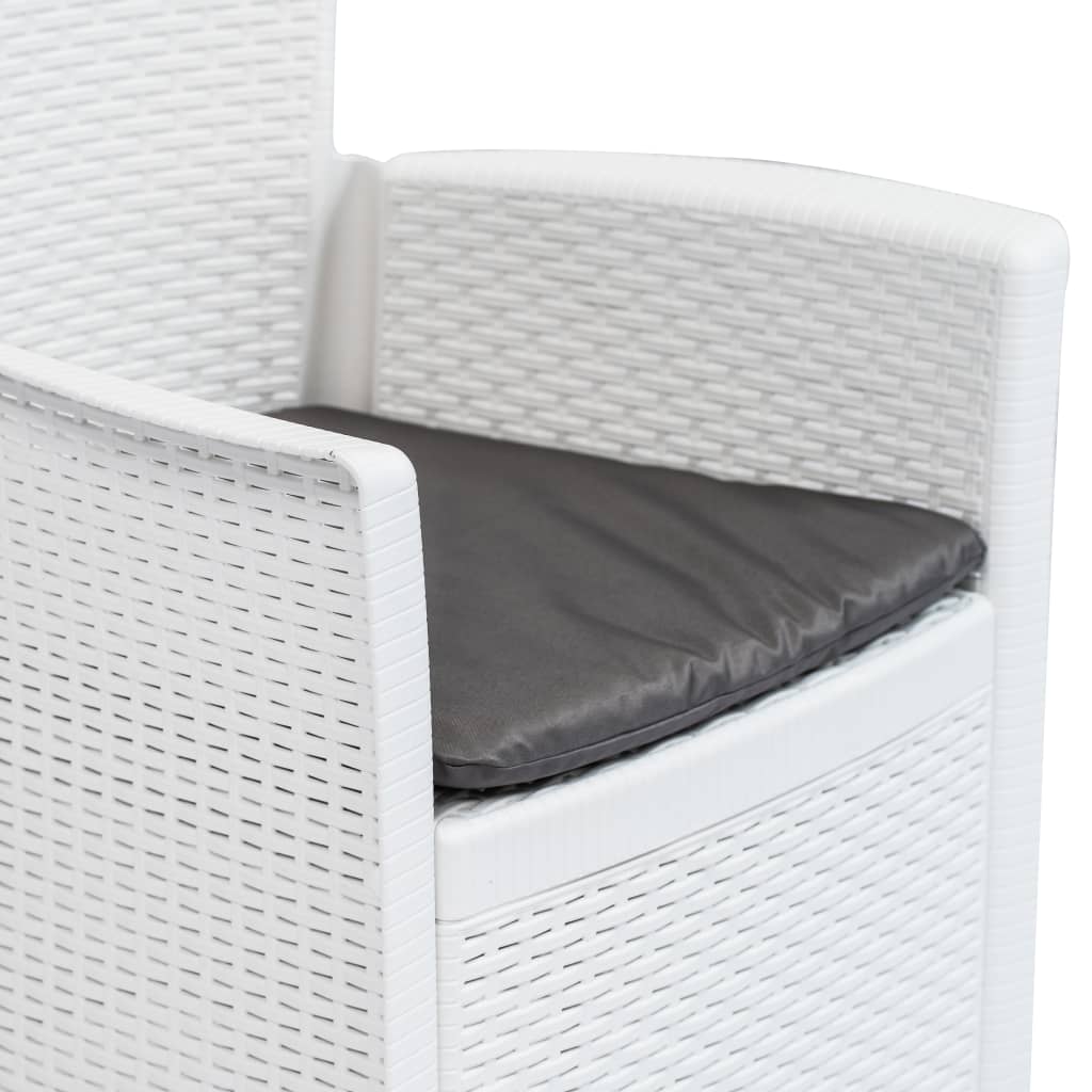 Garden Chairs 2 pcs with Cushions White Plastic Rattan Look