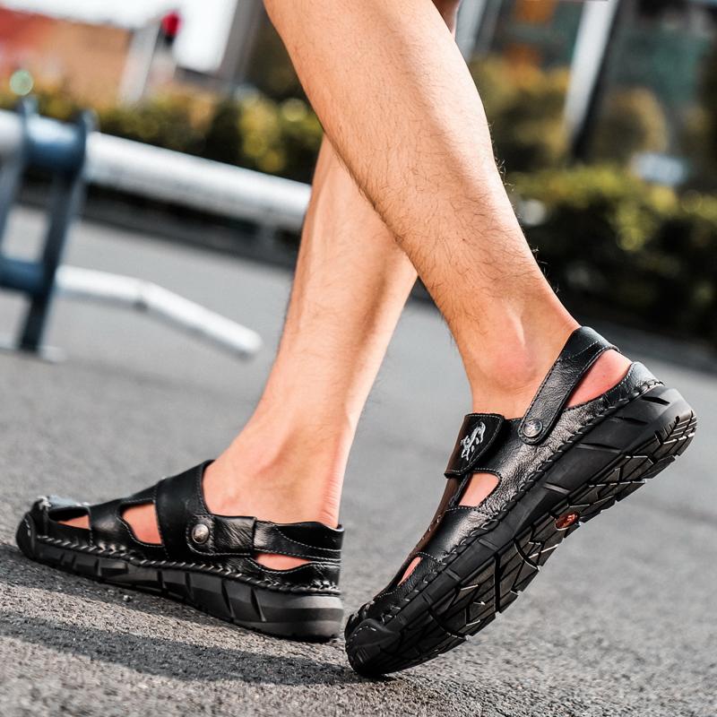 Summer Men's Leather Sandals Classic Roman Sandals Slipper Outdoor Sneaker Beach Rubber Flip Flops Men Water Trekking Sandals