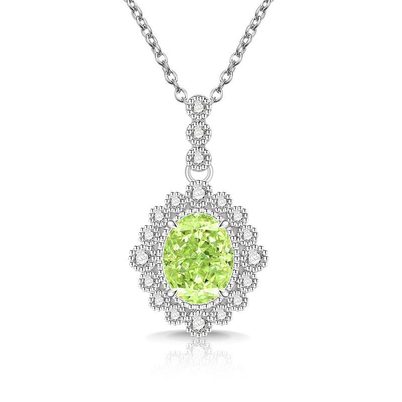 2026 Color Treasure High Carbon Diamond Ice Flower Cut Pigeon Egg Necklace Plated Real Gold Egg Shaped Pendant