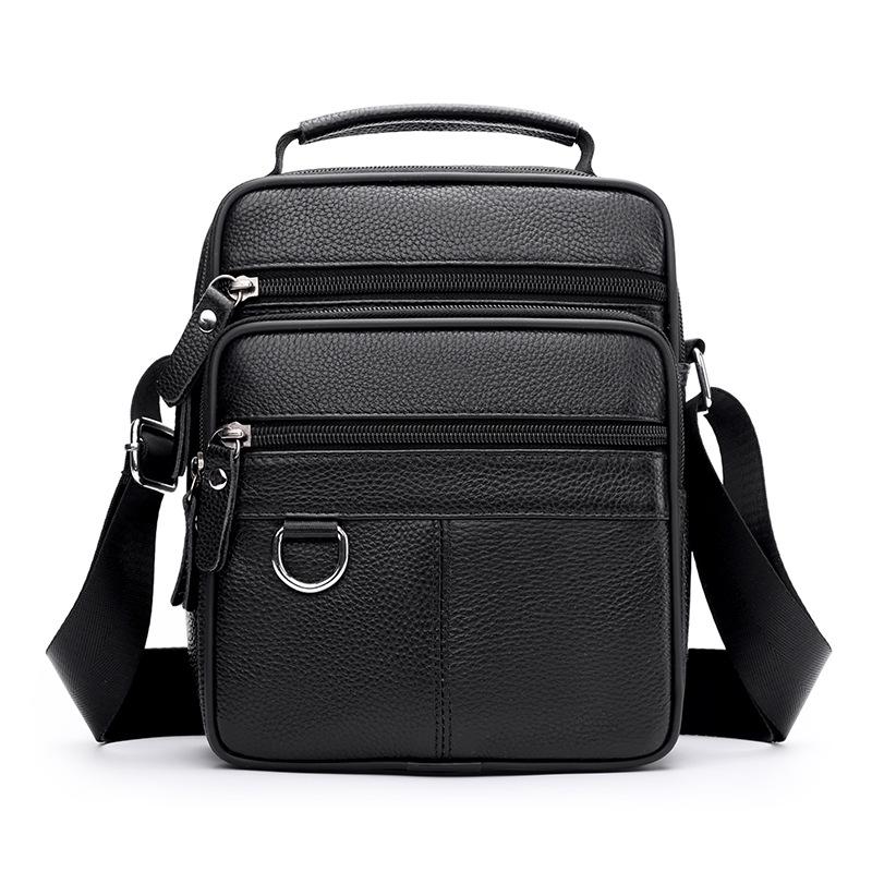 

Мужская вертикальная наплечная сумка: Деловой повседневный многосекционный рюкзак-портфель чёрный