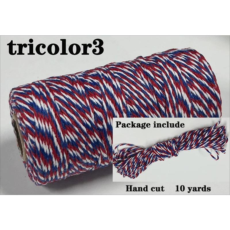 Sfoară Bumbac Bicolor 2mm 10 yarzi Sfoară Bakers Twine Fir Bumbac pentru Decor Acasă Handmade DIY Ambalare Cadou Crăciun