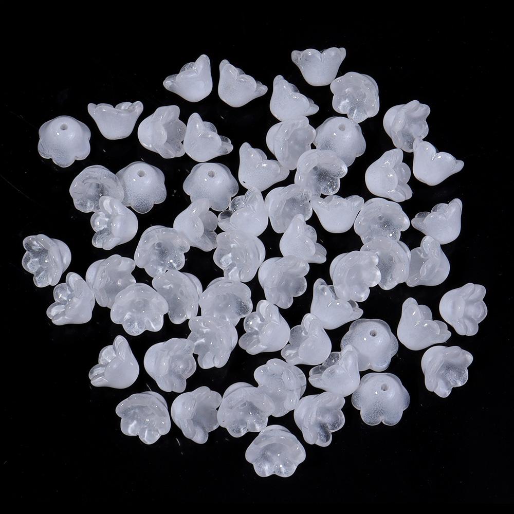 50pcs/lot Lily of The Valley Flower Shape Glass Beads Colorful Lampwork Beads For DIY Crafts Jewelry Making Accessories