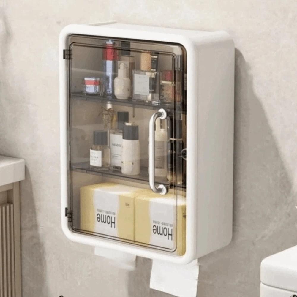 Large Capacity Wall Mounted Storage Box Dust-proof Waterproof Bathroom Storage Cabinet Multi Functional No Punching