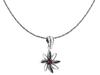 Short Silver Women's Necklace Flower With Red Zirconia Flower Choker 32