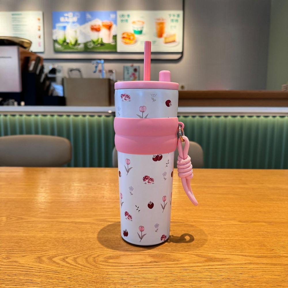 

with Lifting Rope Insulated Water Bottle 316 Stainless Steel Thermal Cup Kid розовый