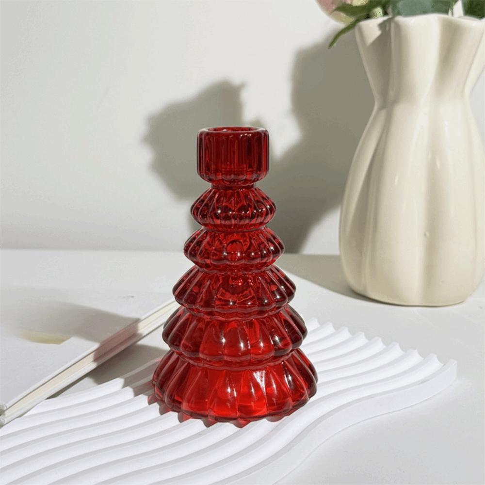 3PCS Glass Christmas Tree Candlestick Nordic Candles Stand Christmas Tree Ornaments  Bath Room