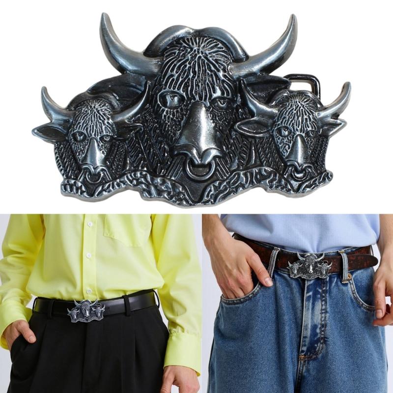 Geprägte Gürtelschnalle mit dreifachem Bullenkopf-Design für stilvolle Taillengürtel-Accessoires Gürtelschließe Einfache Montage