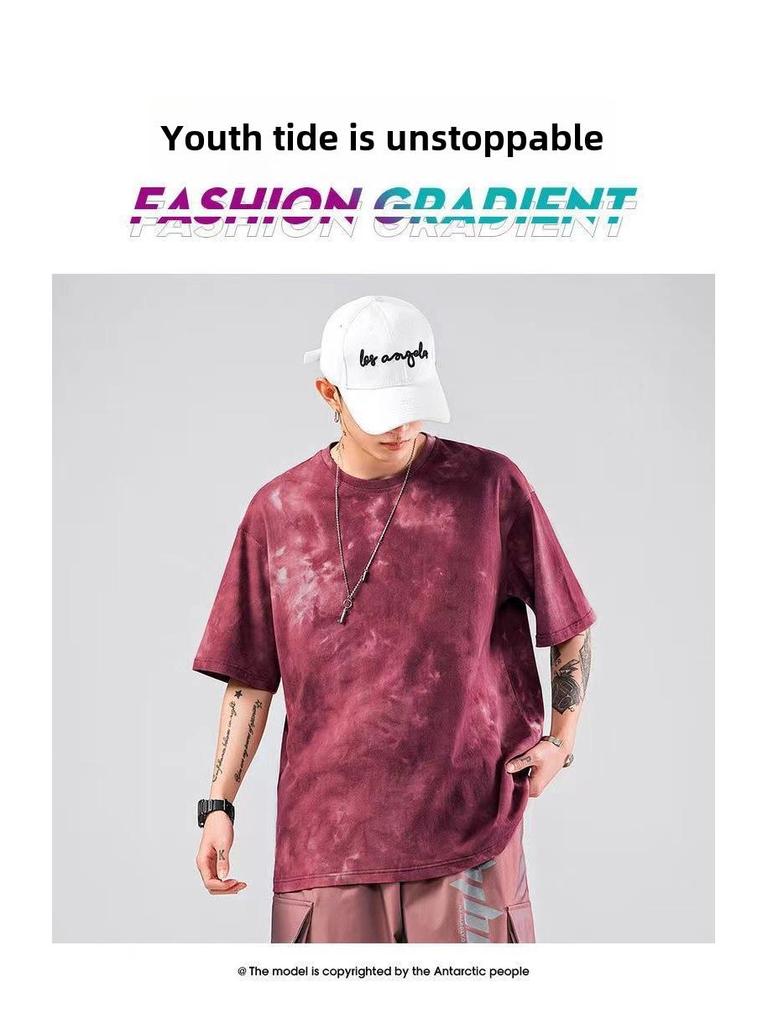 Tricou de Bărbați Stil Hong Kong Tie-Dye Retro Larg Slim Fit Mânecă Scurtă