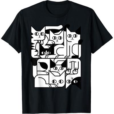 Geometric Cat Silhouette Abstract Kitten Classic Cute Cat T Shirt