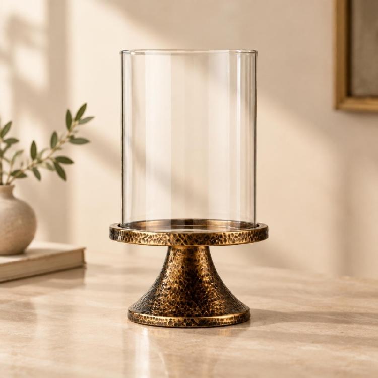 No-Assembly Candle Holders with Clear Glass Shade for Waxes, Tea Light, or LED Candle Displays and Decorative Arrangements