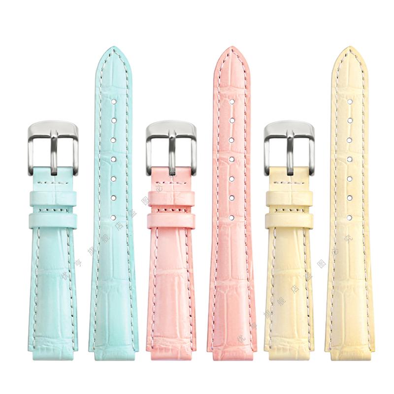 Pulseira de couro genuíno para relógio feminino Casio LTP-2069 LTP-V007 V300 VT01 com pulseira convexa 14mm