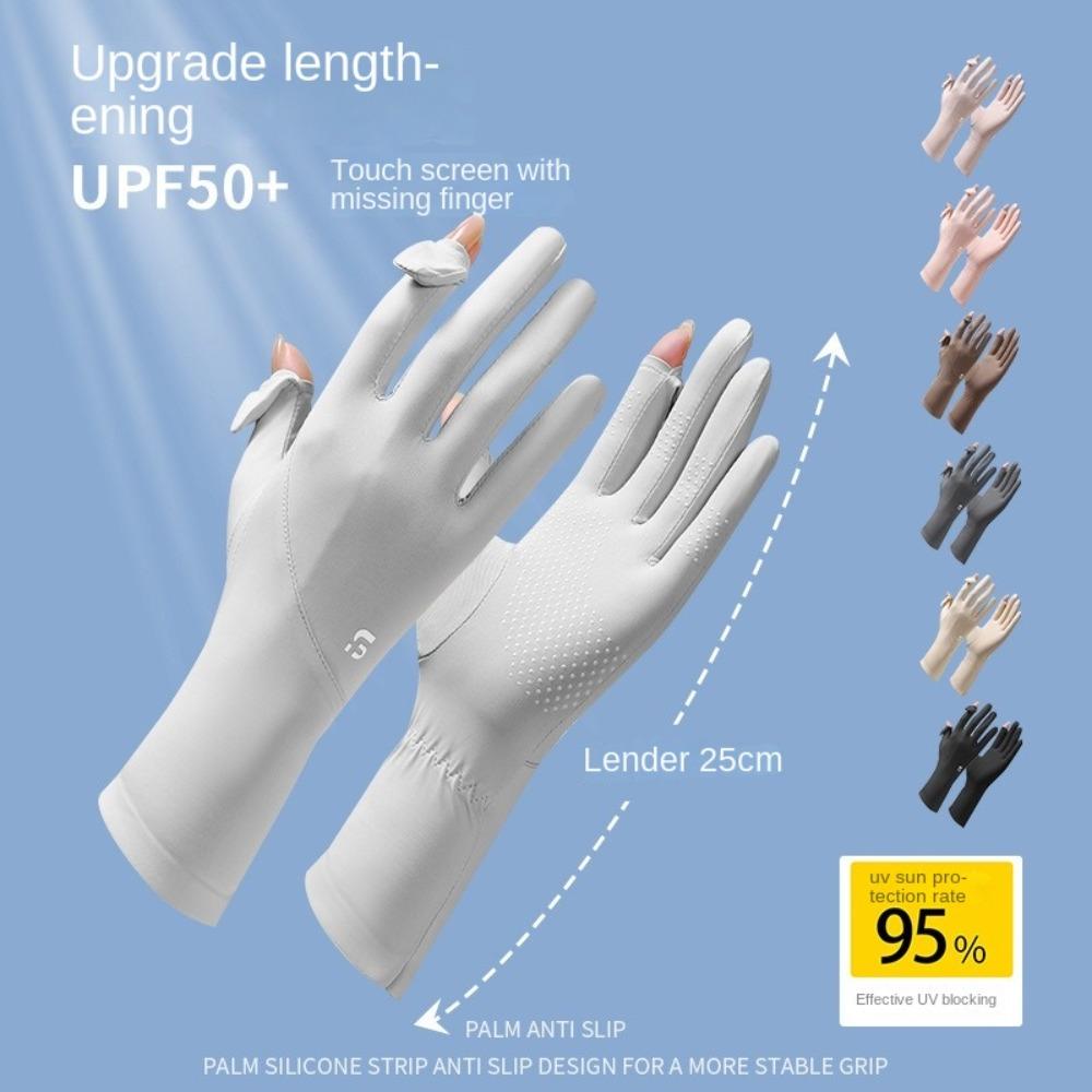 Anti-UV Sunscreen Gloves Touch Screen Driving Mittens New Ice Silk Gloves  Summer