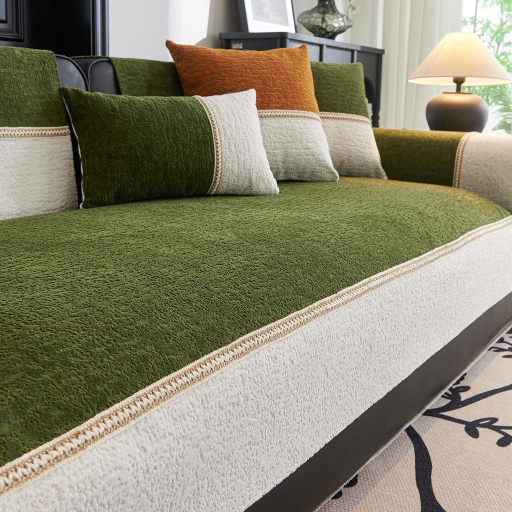 Thickened Chenille Sofa Cushion  New Autumn And Winter Non-Slip Contrasting Color Sofa Cover Plush Cover Towel