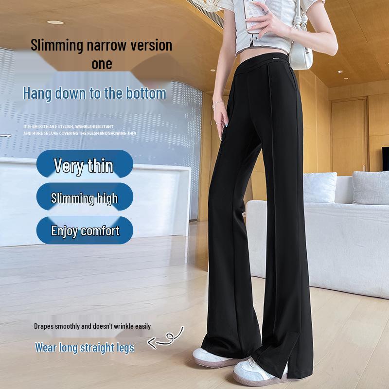 Women's High-Waisted Slit Wide-Leg Micro-Flared Pants - Summer 2025 Collection