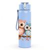 1PC Twin Owl Bird Branch Bust 750ml Color Plastic Sports Water Bottle Leakproof Flip Straw Lid For Sports Office Home Use
