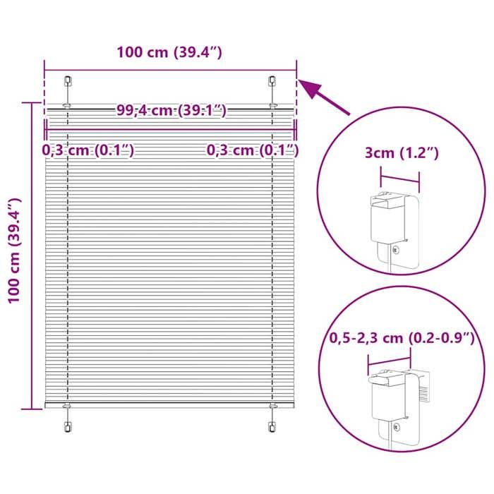 VidaXL Store plissé crème 100x100 cm largeur du tissu 99,4cm polyester, store plissé de fenêtre, store accordéon, store 4015279