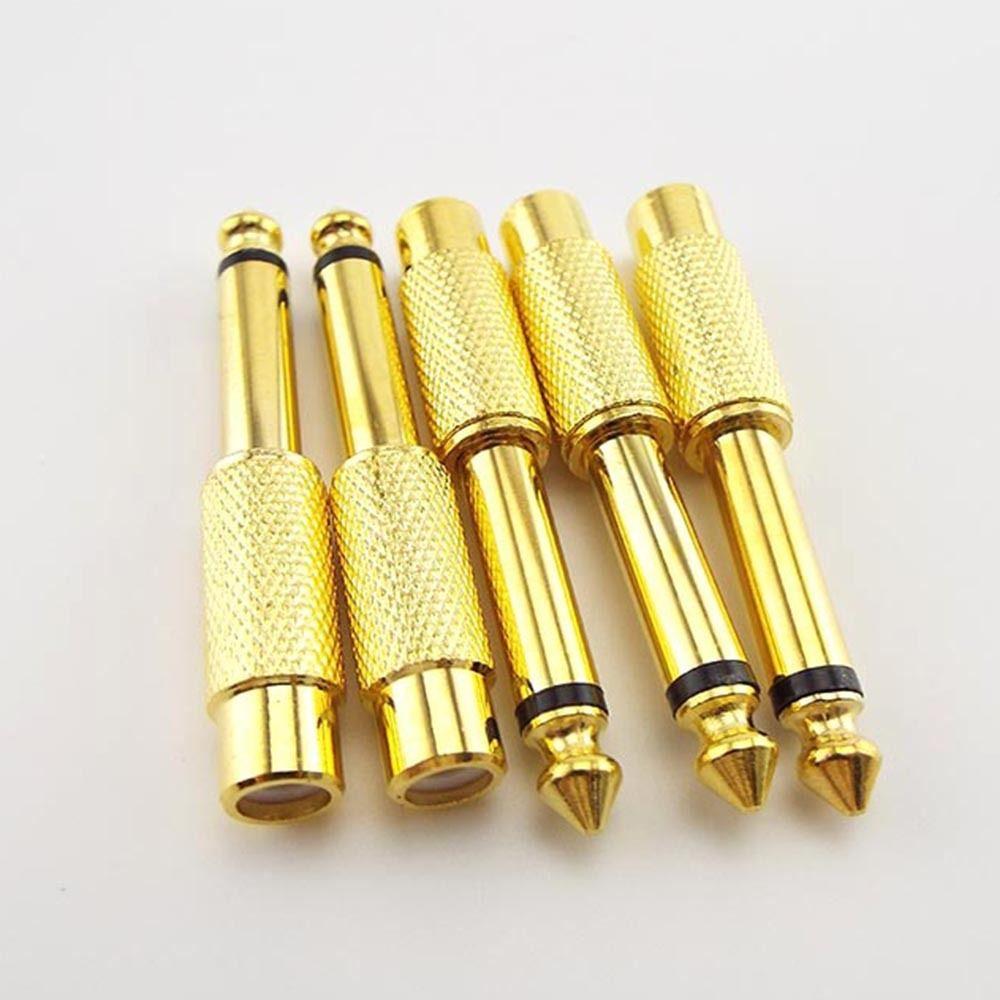 10Pcs Mono TS Plug Design 1/4" Mono TS Male Connector Gold-Plated Audio Adapter  DIY Audio Equipment