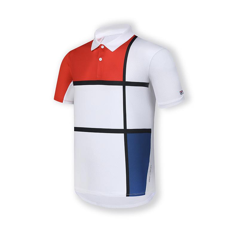 Men's FILA Tennis Polo Shirts Men's All Over Print Polo Collar Thin Straight Fit