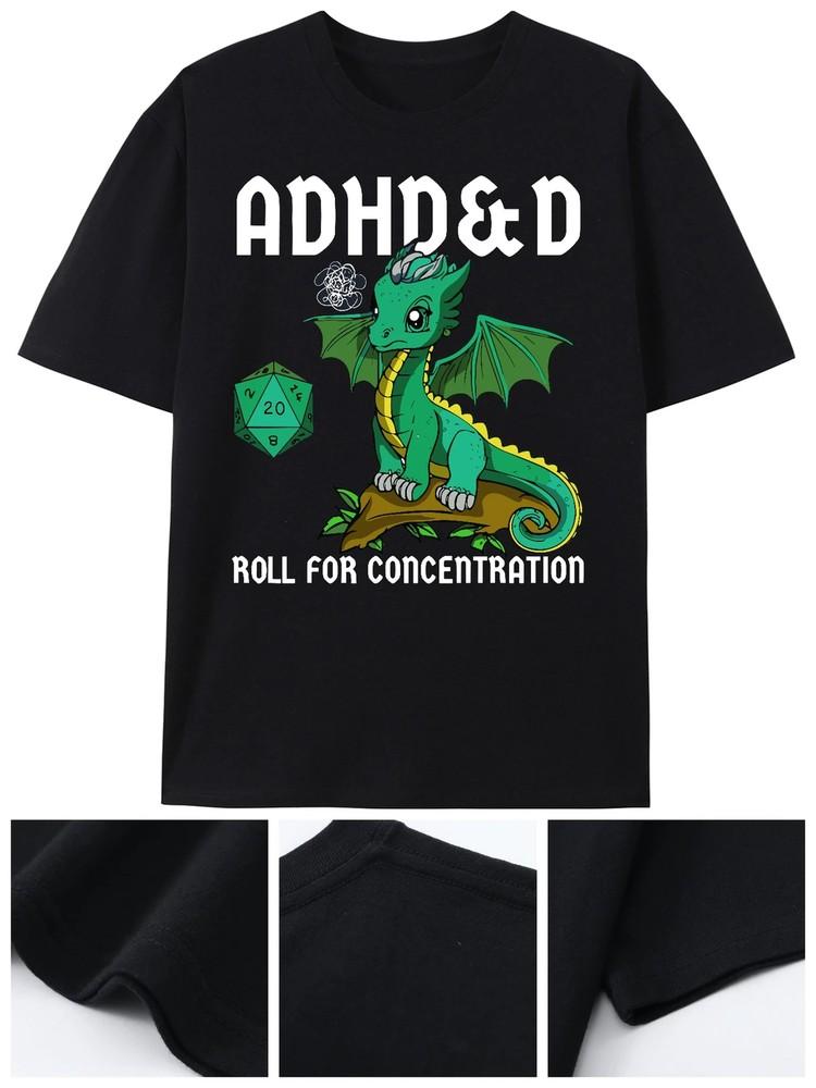 

Cotton Printed Men039;s T-ShirtADHDamp;D Roll For Concentration Featuring Cute Drag Unisex T-Shirt L