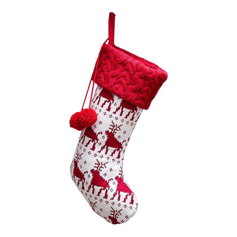 

Вязаный рождественский чулок Рождественский носок Мешок Подарочный мешок Украшение для декора дерева и камина Elk