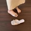 Silver slope heel small cool slippers fairy shoes new summer fashion outer wear niche one-word slippers
