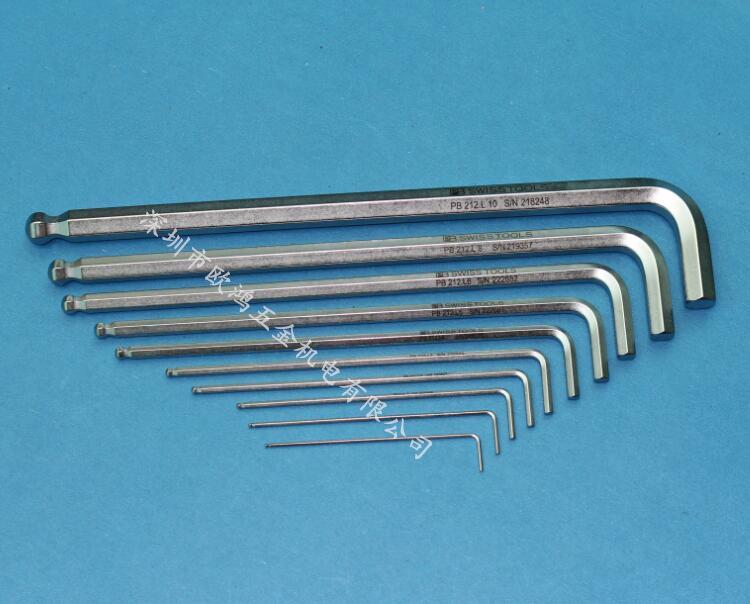 Swiss PB 212 L Single-Piece Metric Ball End Long Hex Key: 1.27, 1.5, 2mm