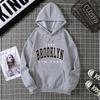 Brooklyn Print Fleece Hoodie: Autumn/Winter Loose Fit for Women & Couples