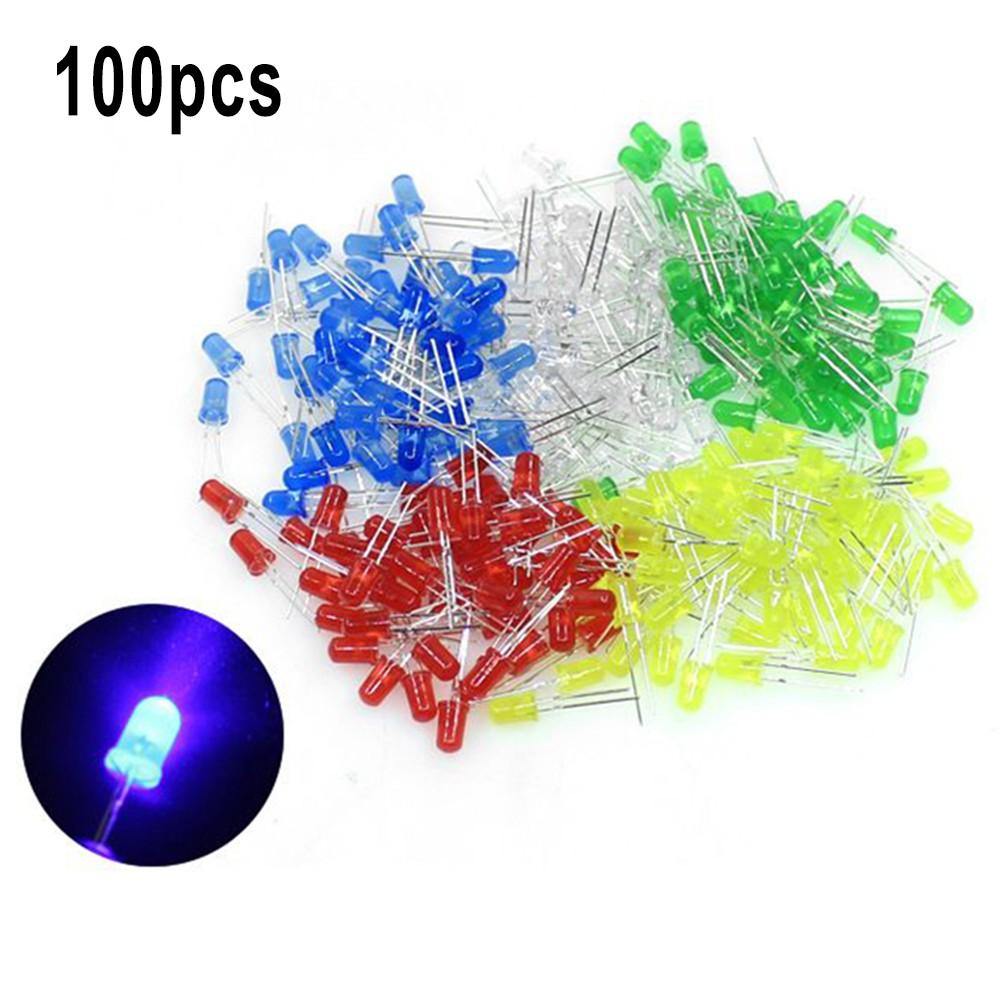 100pcs Super Bright LED 3mm Red/Blue/Green/White/Yellow LED Lighting DIY Bulbs