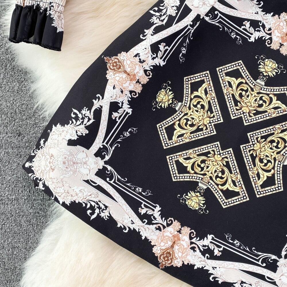 Fashion Suit Female Celebrity Temperament Ol Professional Bow Chiffon Shirt Two-Piece Set High Waist Hip Skirt Spring