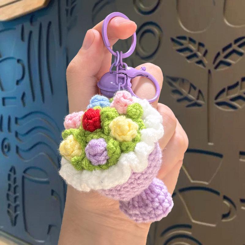 Handmade Crochet Rose Keychain Ornament - Valentine's Day Gift