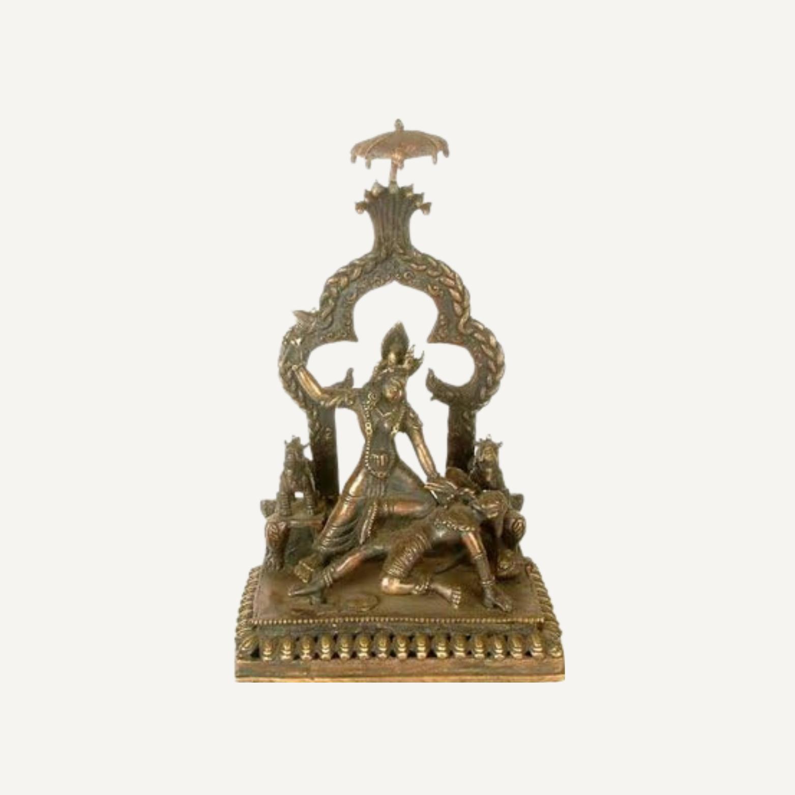 Ashtadhatu Mix Brass Made Shree Baglamukhi Mata Idol, Religious, Gold - 22 Cm