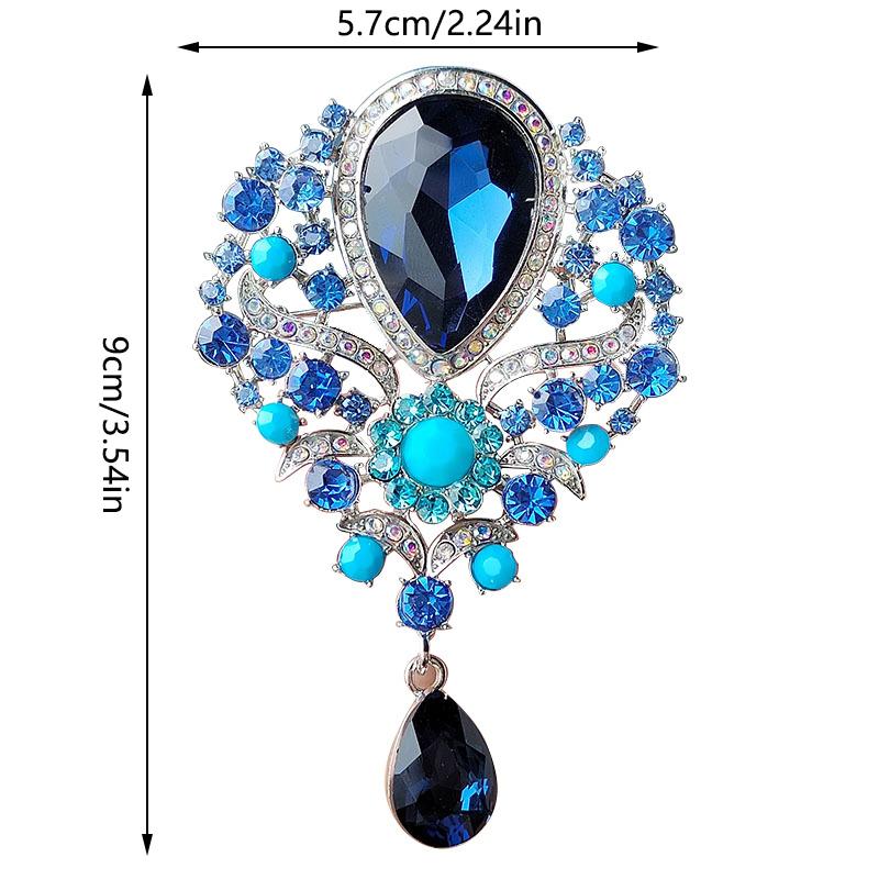 Luxury Elegant Large Crystal Water-drop Brooches For Women Girls Vintage Fashion Pendant Corsage Elegant Wedding Pins Jewelry