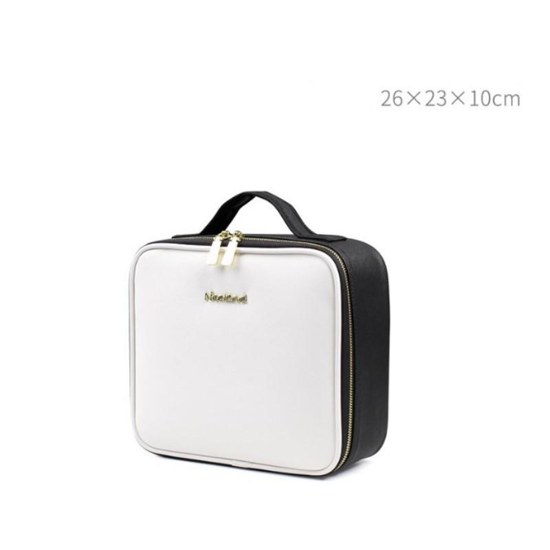 PU Leather Portable Cosmetic Case Women's Travel Makeup Train Case Large Capacity Makeup Storage Bag