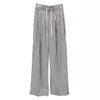 Petite Straight-Leg Tie-Waist Striped Wide-Leg Pants - Women's Casual Summer Loose Fit 145cm