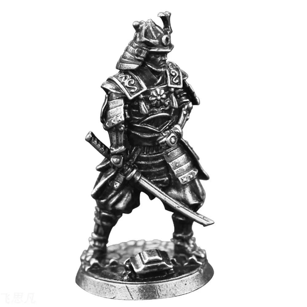 Copper Japanese Shogunate Samurai Soldiers Figurines Vintage Metal Solidiers Model Statues Home Decoration Desktop Ornaments