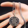 Witchcraft Pentagram Star Irish Knot Moon Sun Stainless Steel Necklaces Triple Moon Goddess Leaf Necklace Jewelry bijoux N3718
