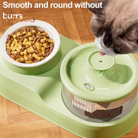 

Диспенсер для воды и еды для кошек 2 в 1 Автоматическая кормушка для кошек 1 л Набор из фонтана для воды и миски для еды для кошек, живущих в помещении, и маленьких собак розовый