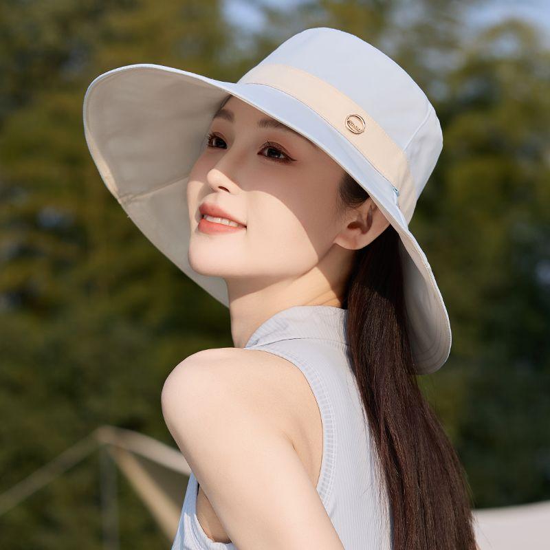 

1 шт. Шляпа-ведро с большими полями для женщин - складная кепка рыбака в корейском стиле, легкий солнцезащитный козырек с эластичной повязкой на голову, идеально подходит для пляжа one size