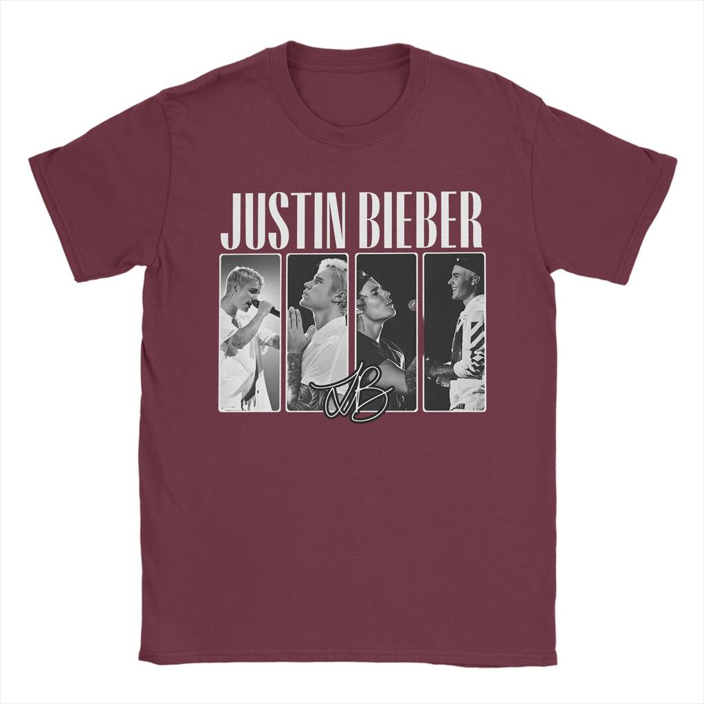 Camisetas Swag de Justin Bieber para Hombre Algodón Puro Camiseta Vintage Cuello Redondo Camiseta Manga Corta Ropa Clásica
