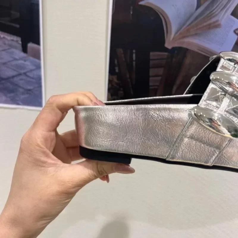 Women Slippers 2025 New Flat Mules Shoes Square Toe Crystal Sandals Summer Elegant Slippers Woman Casual Baotou Slides Women