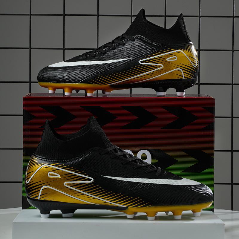Help European Cup fly-woven football shoes men's high-top TF broken nails grass training shoes