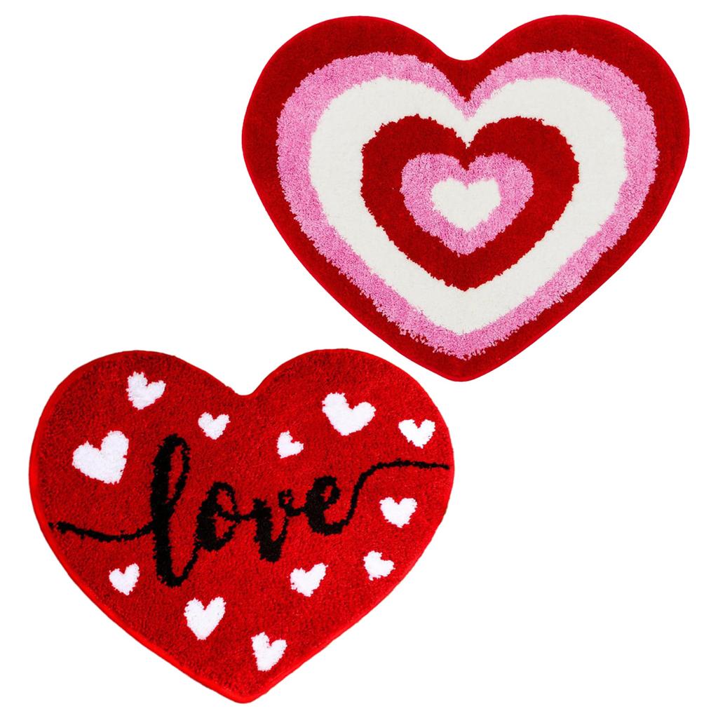 Valentinstag-Badezimmerteppich, rutschfest, herzförmig, weich, waschbar, Liebesform, Duschmatte, Badezimmer-Dekoration