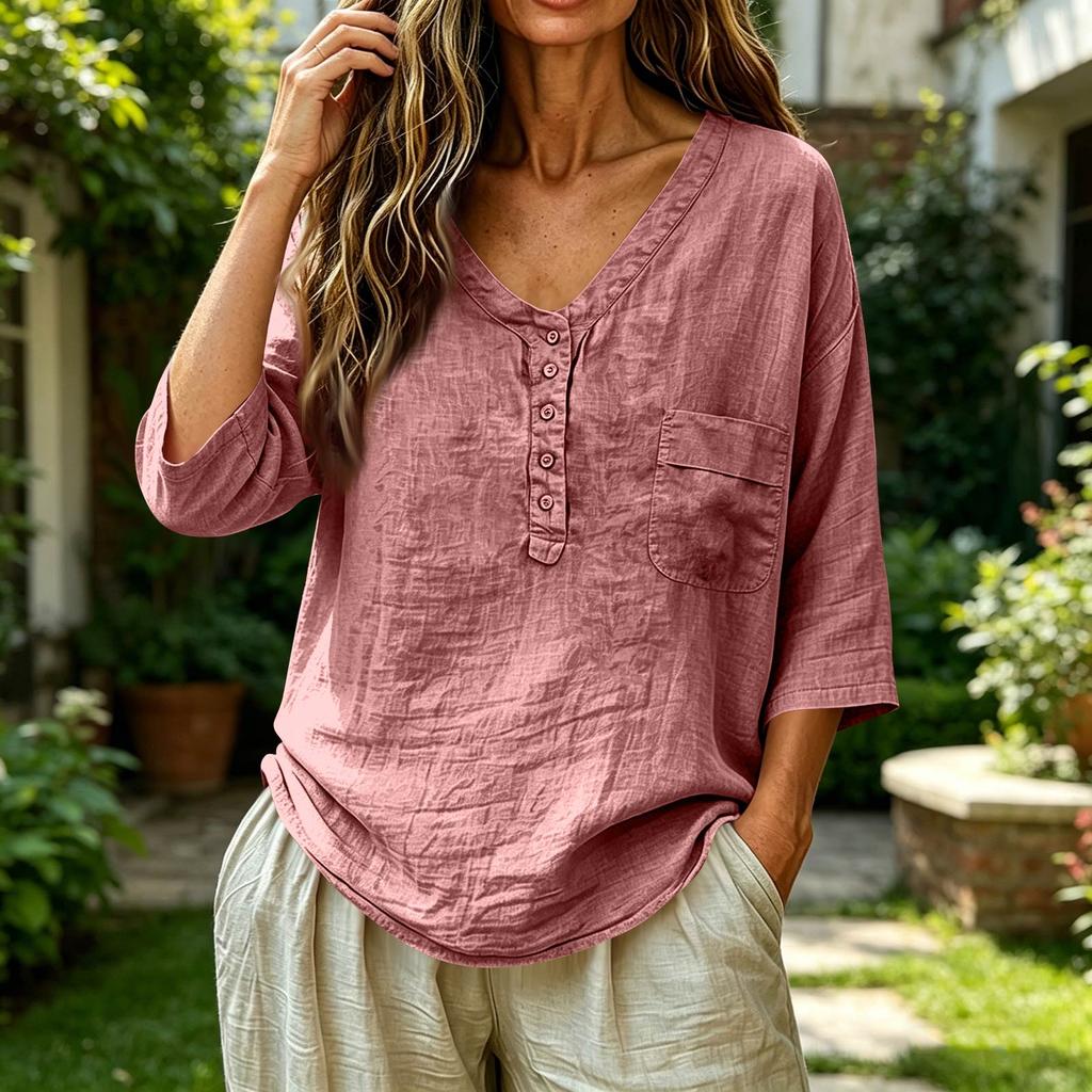 Womens Spring Tops Loose Fit V Neck Button Down Summer Shirts for Women Casual Lightweight Womens Summer Shirts Blouse