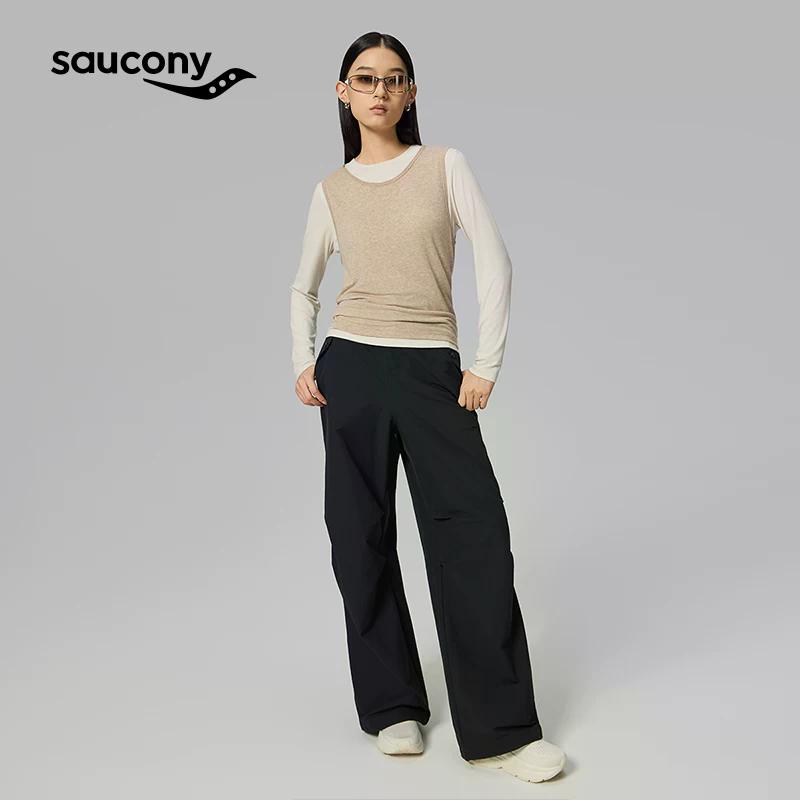 SAUCONY Removable Merino Tencel Crew Neck Simple T-Shirt Women Tops SA1250LT82L